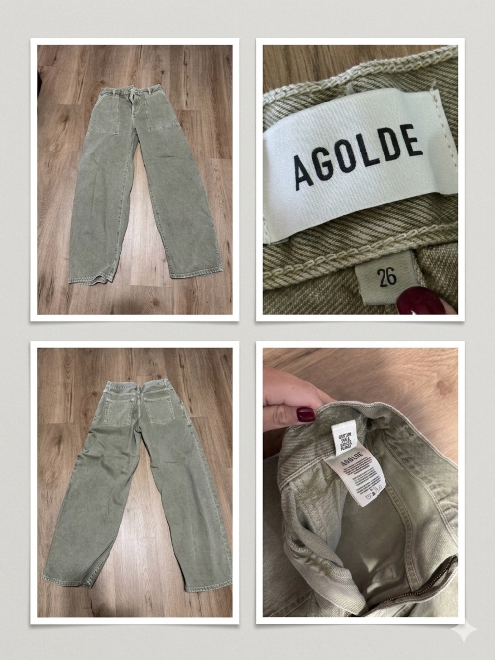 Agolde Wide-Leg Corduroy Jeans in Olive